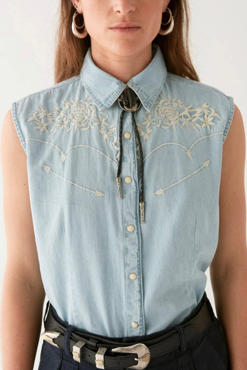 Austin Sleeveless Embroidered Top
