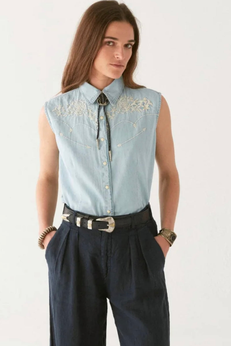 Austin Sleeveless Embroidered Top