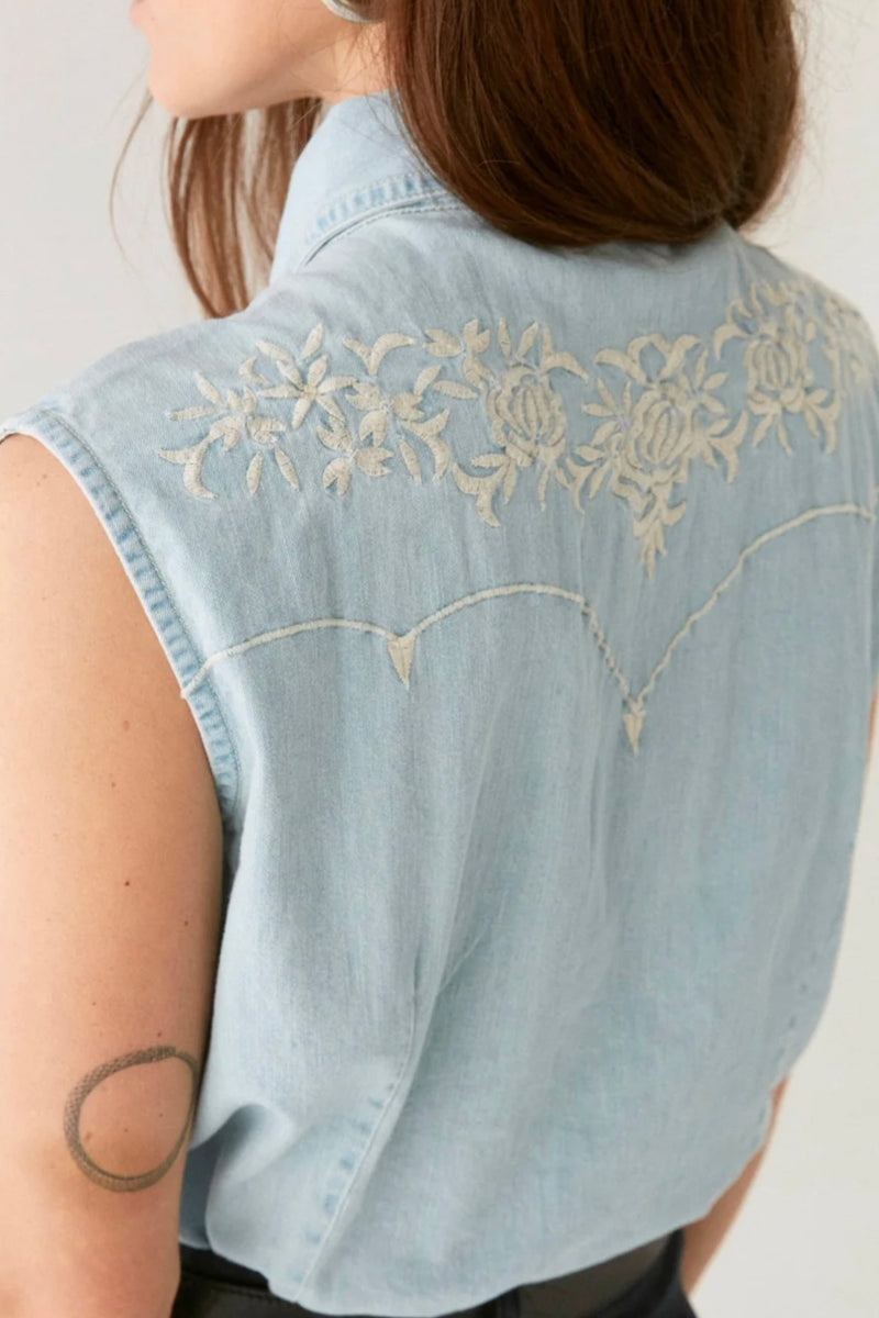 Austin Sleeveless Embroidered Top