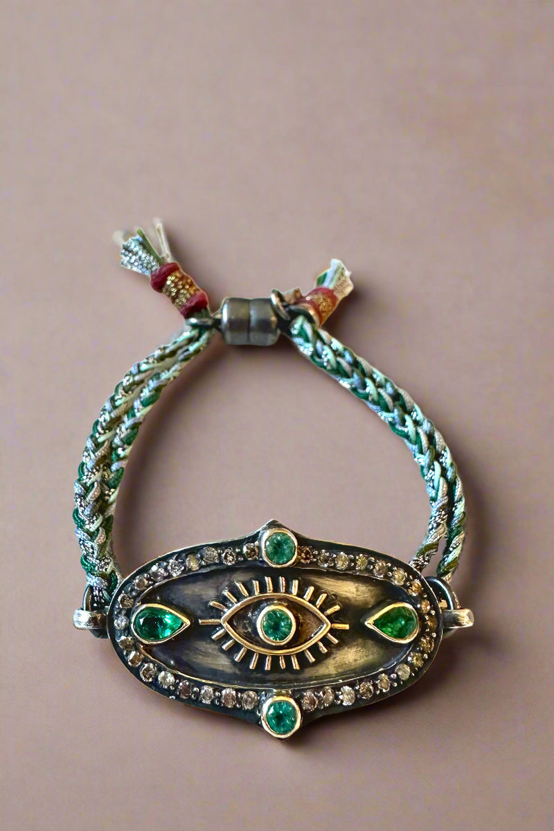 Protective Eye Emerald/Diamond Bracelet