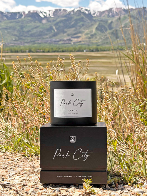 Park City trails candle -3 wick in a beautiful mountain setting in Park City, Utah