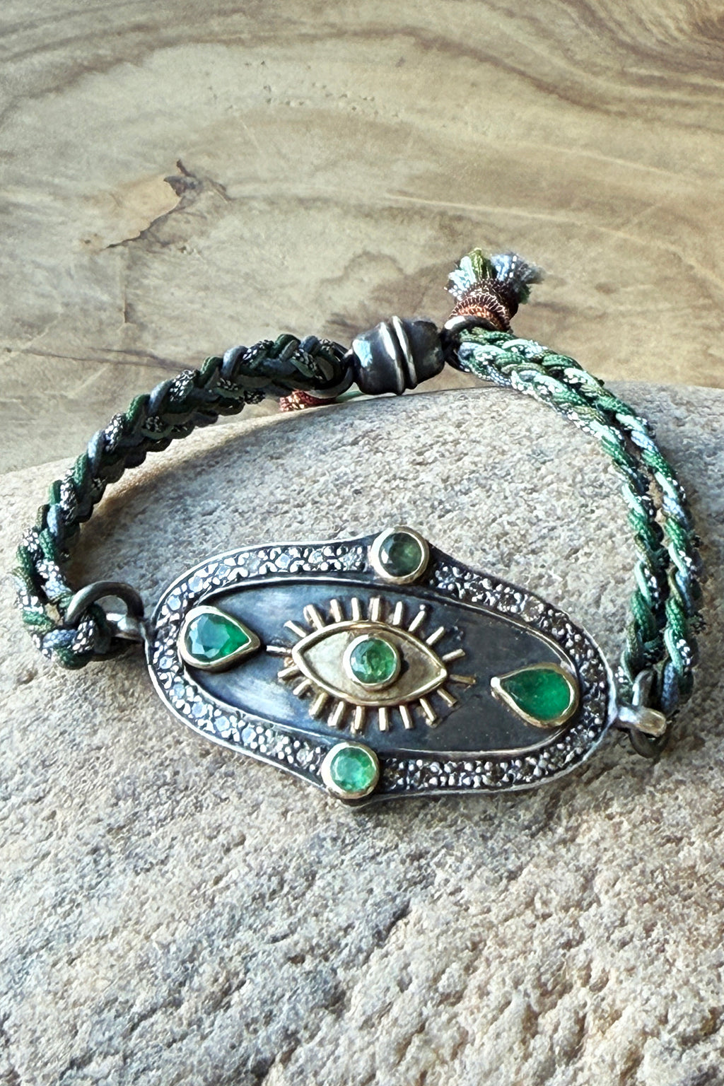 Protective Eye Emerald/Diamond Bracelet