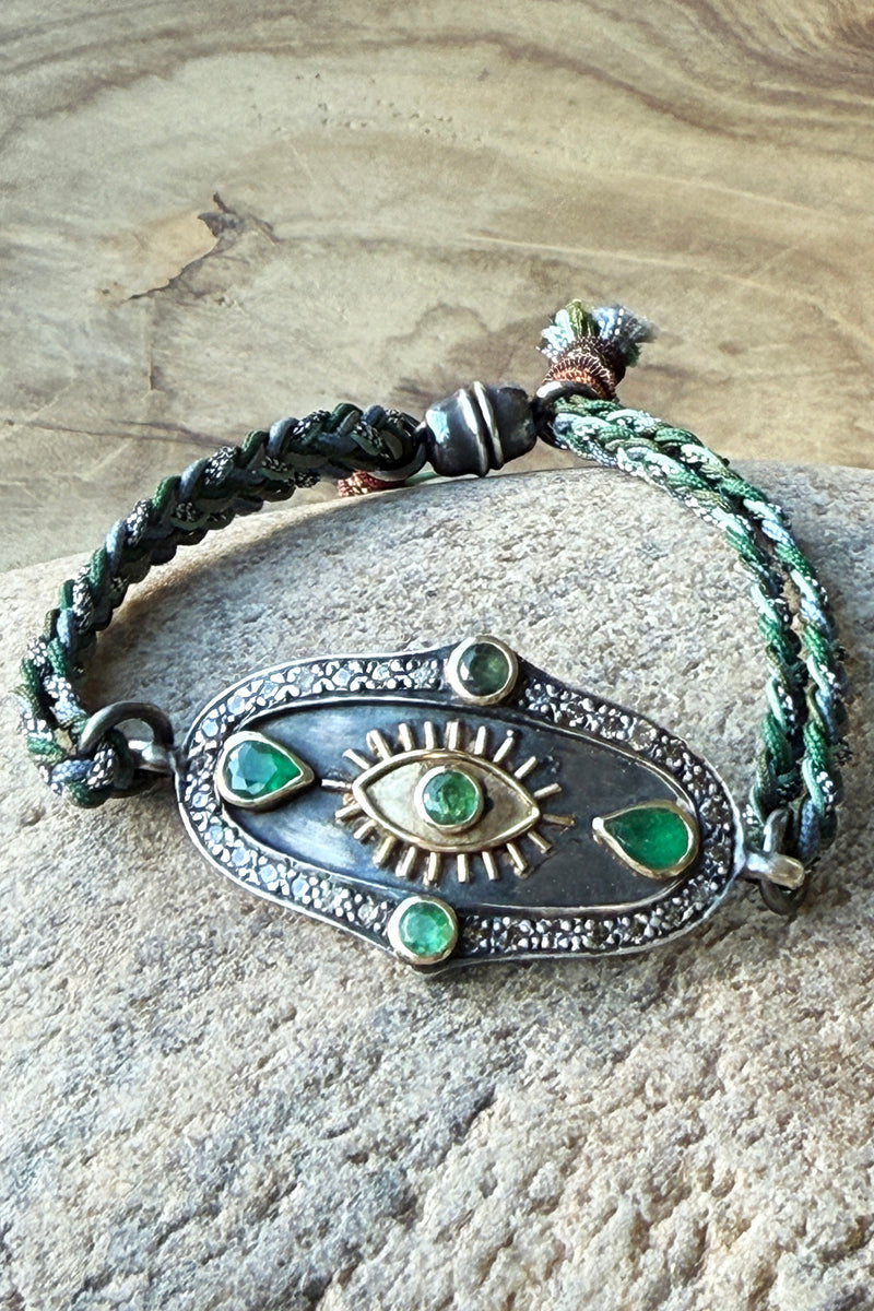 Protective Eye Emerald/Diamond Bracelet